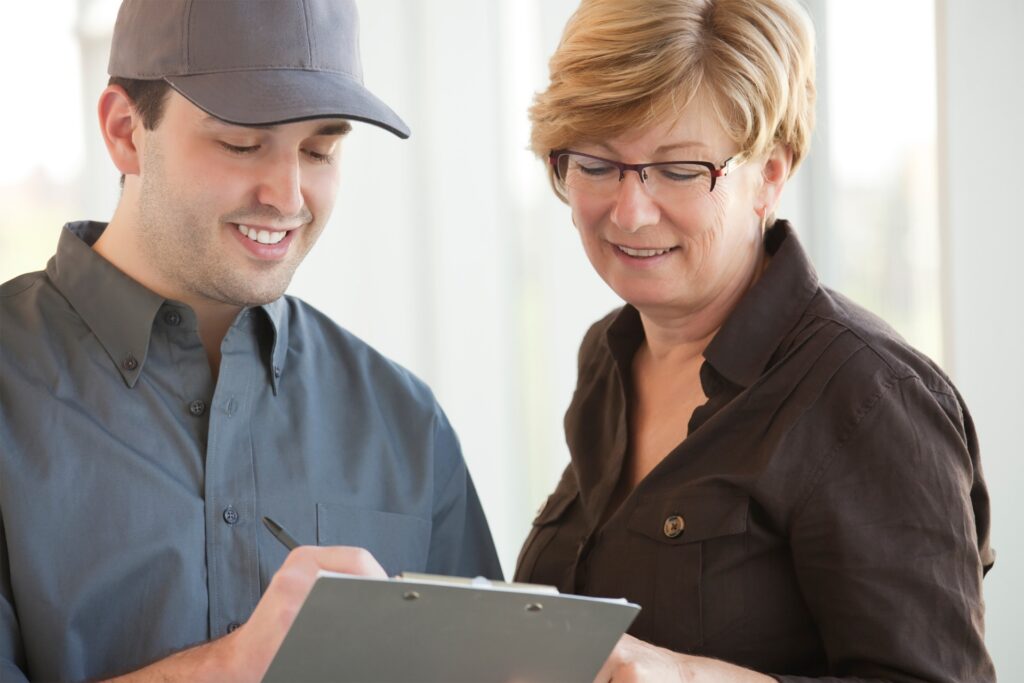 Service Personnel with a Customer 